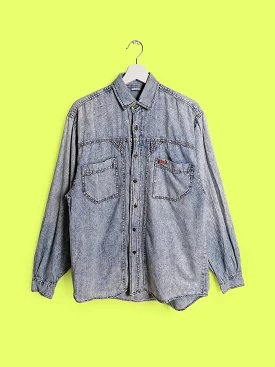 80's Unisex Acidwash Boyfriend Shirt - size S men