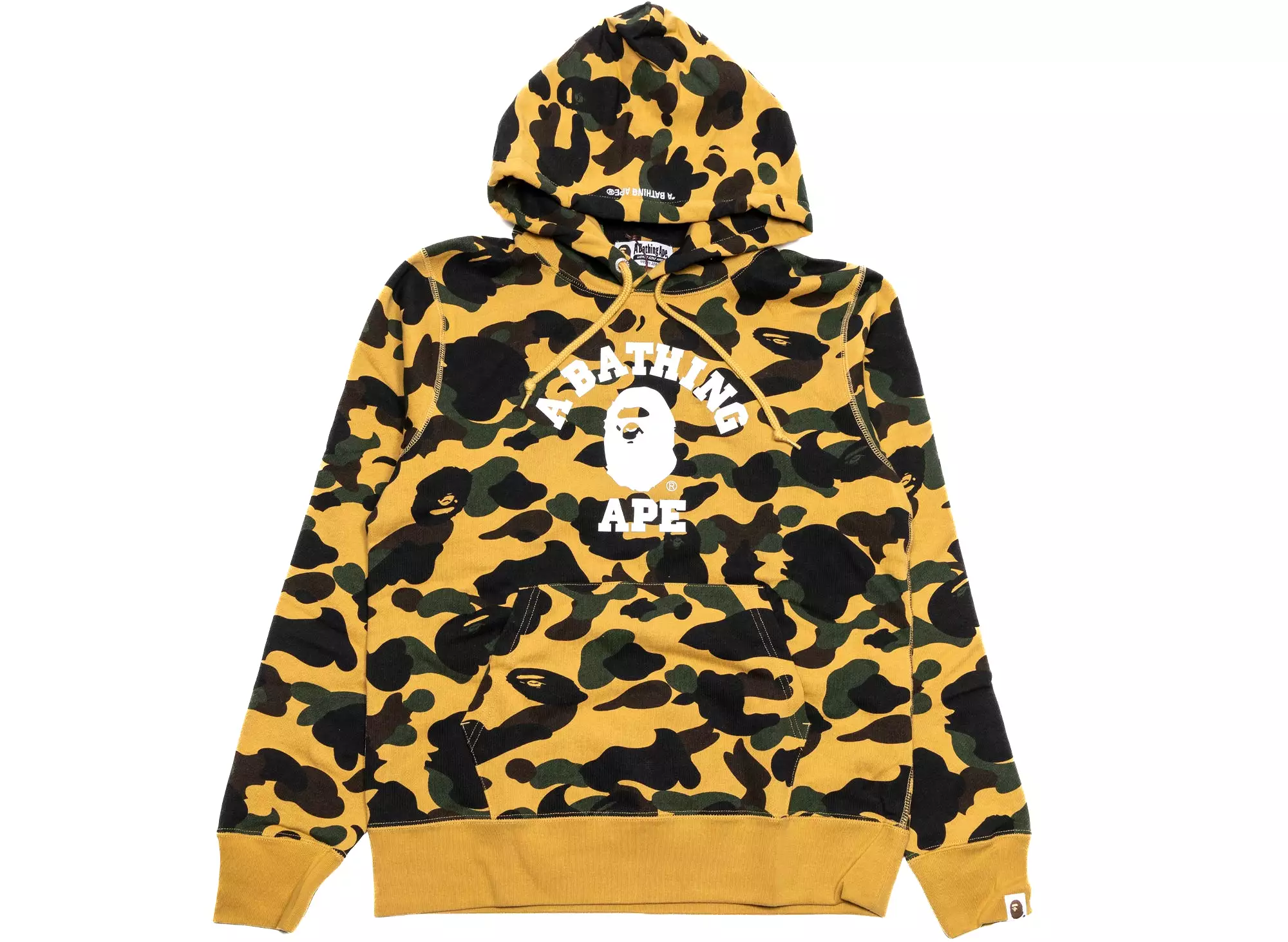 A Bathing Ape 1st Camo College Pullover Hoodie in Yellow xld