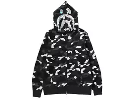 A Bathing Ape City Camo Shark Full Zip Hoodie in Black xld