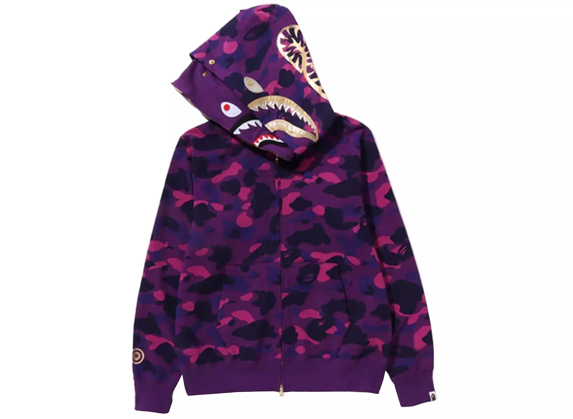 A Bathing Ape Color Camo Double Shark Full Zip Hoodie in Purple xld