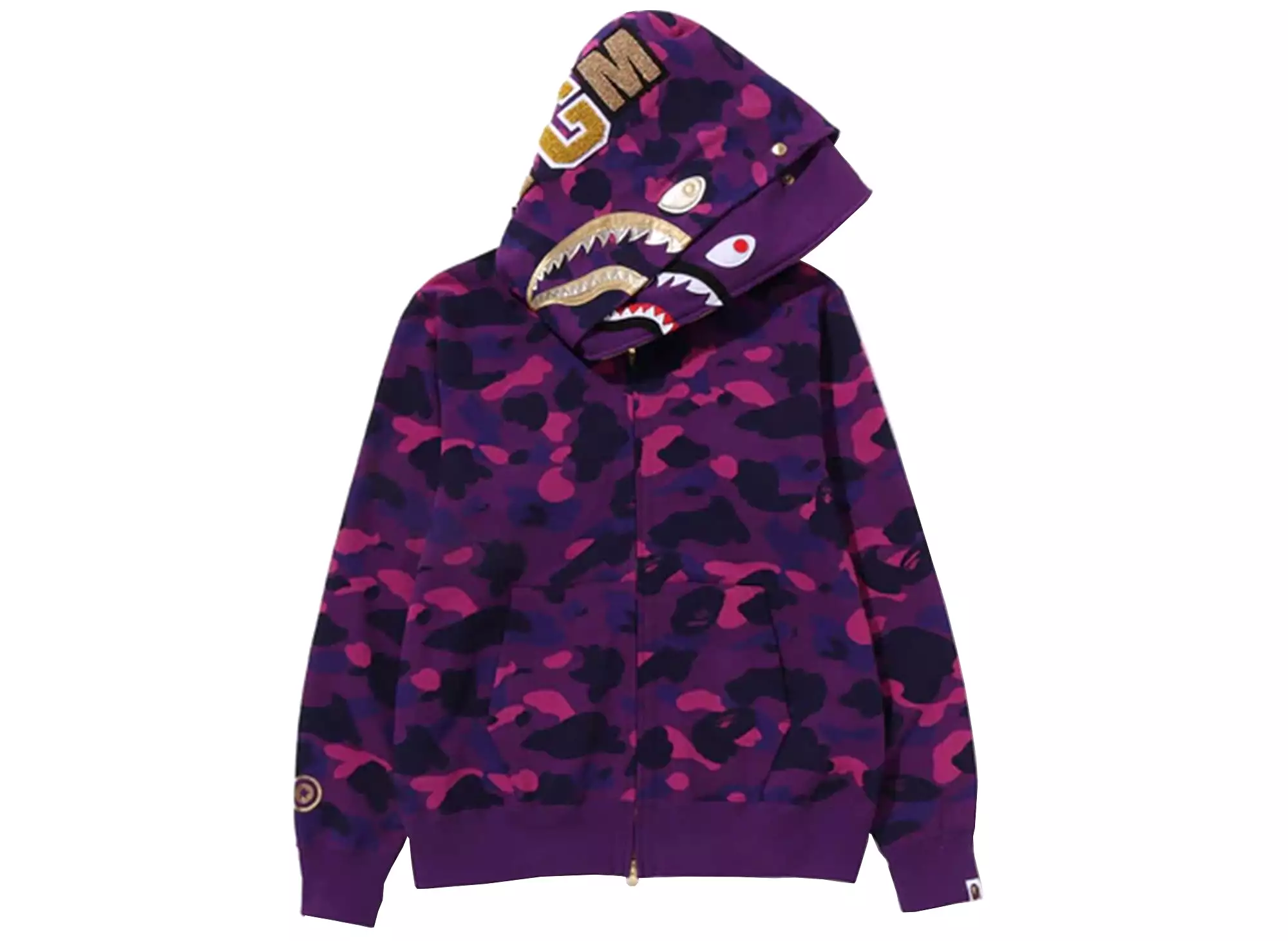 A Bathing Ape Color Camo Double Shark Full Zip Hoodie in Purple xld