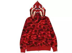 A Bathing Ape Color Camo Double Shark Full Zip Hoodie in Red xld