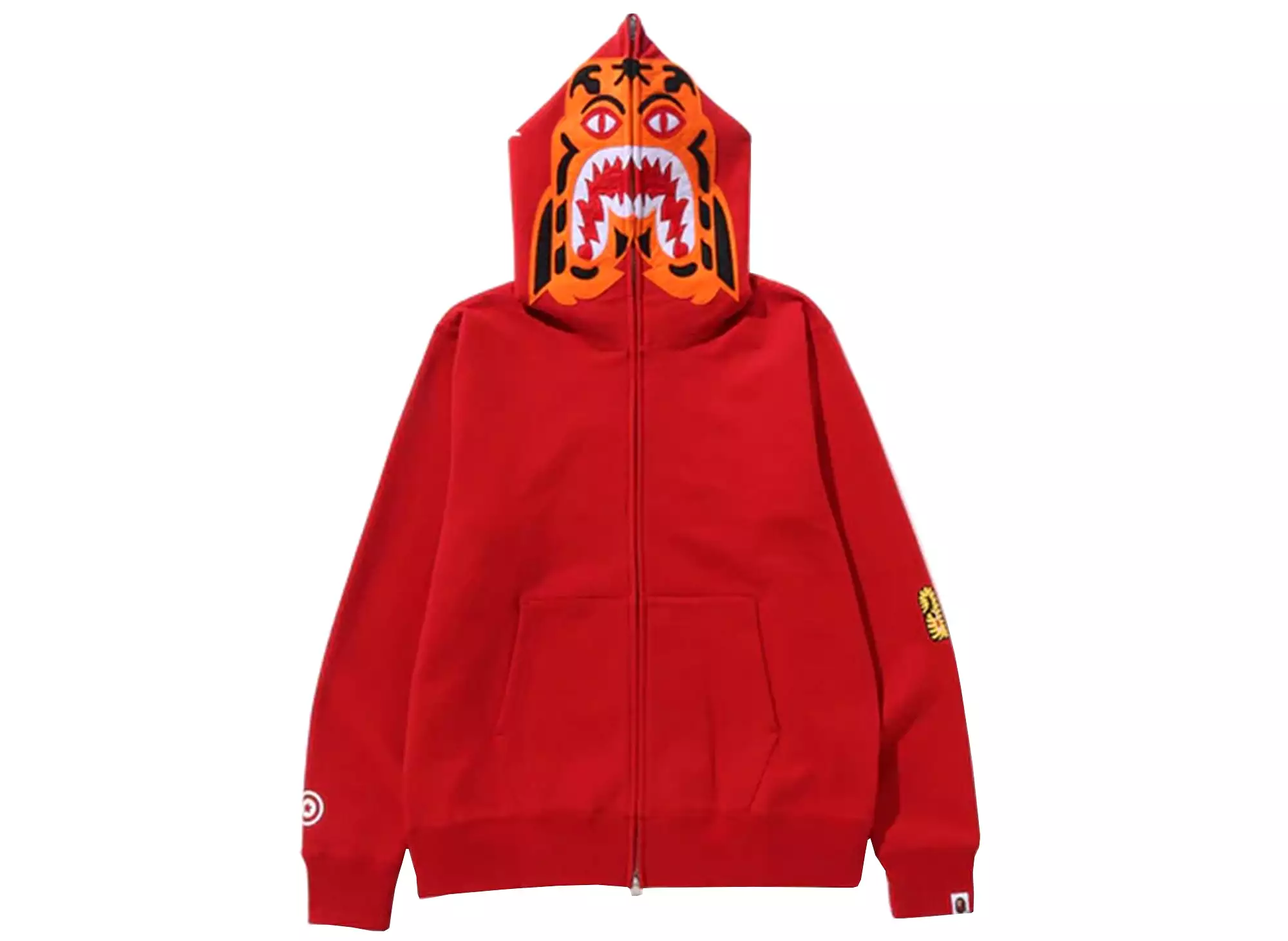 A Bathing Ape Tiger Full Zip Hoodie in Red xld