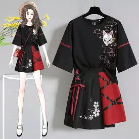 Anime Red Ribbon Lolita T-shirt Skirt Set AD11734