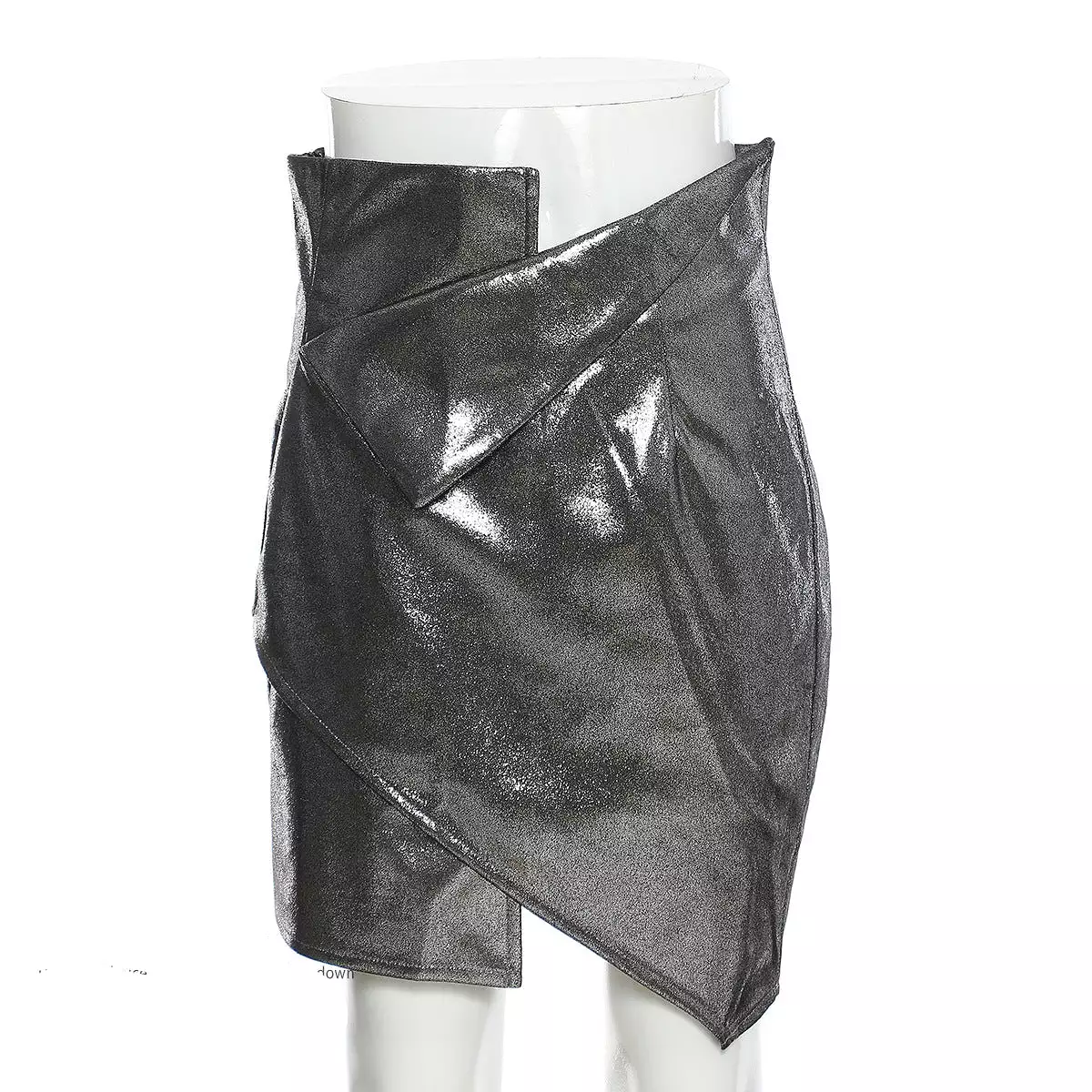 Ashore Boutique Womens Irregular Design Metallic Mini Skirt