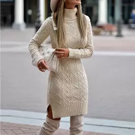 Ashore Shop Womens Knitted Turtleneck Jumper Sweater Dress