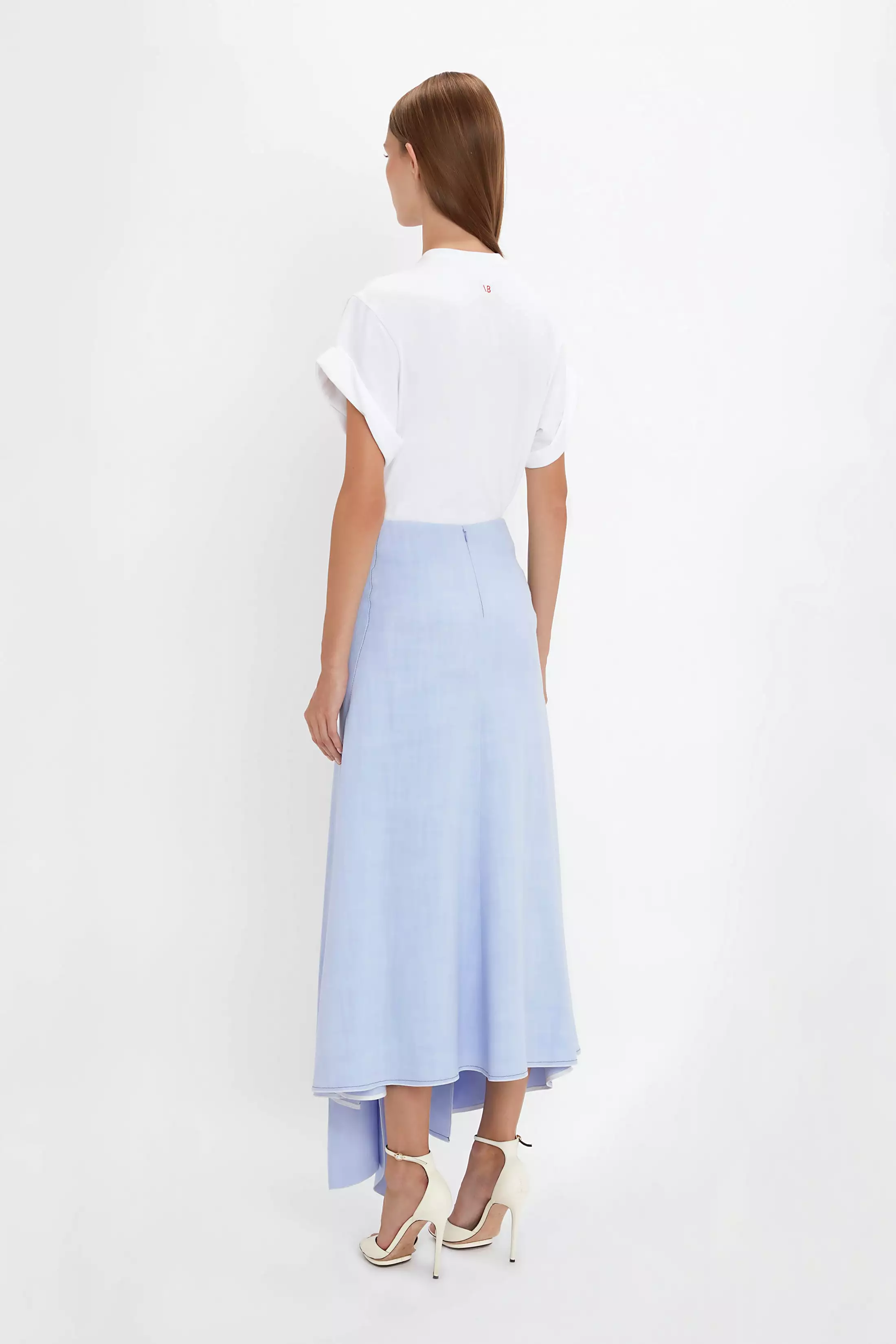 Asymmetric Tie Detail Skirt In Frost