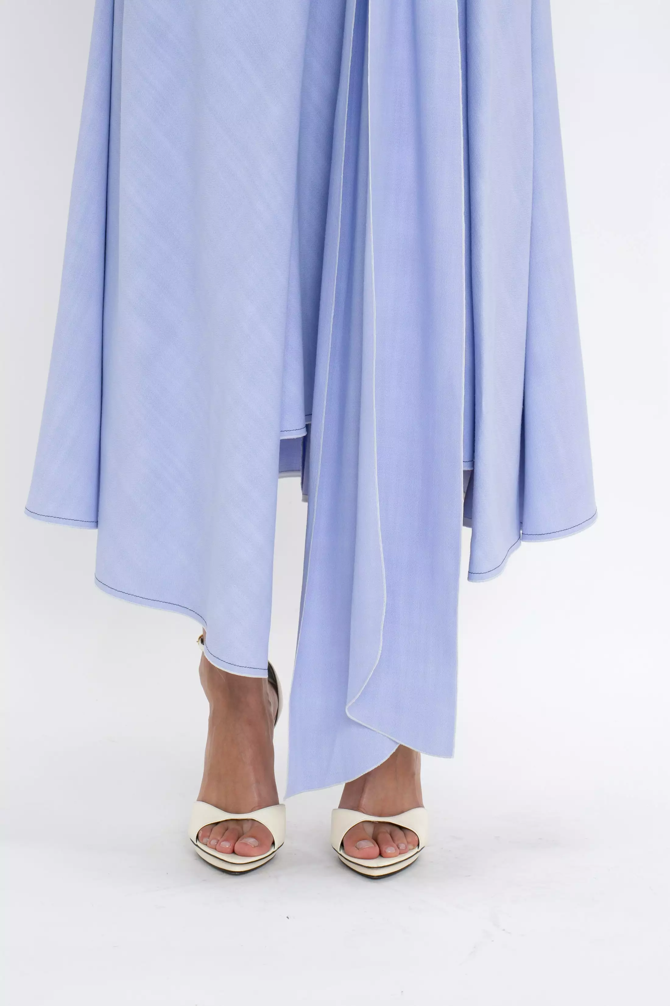 Asymmetric Tie Detail Skirt In Frost