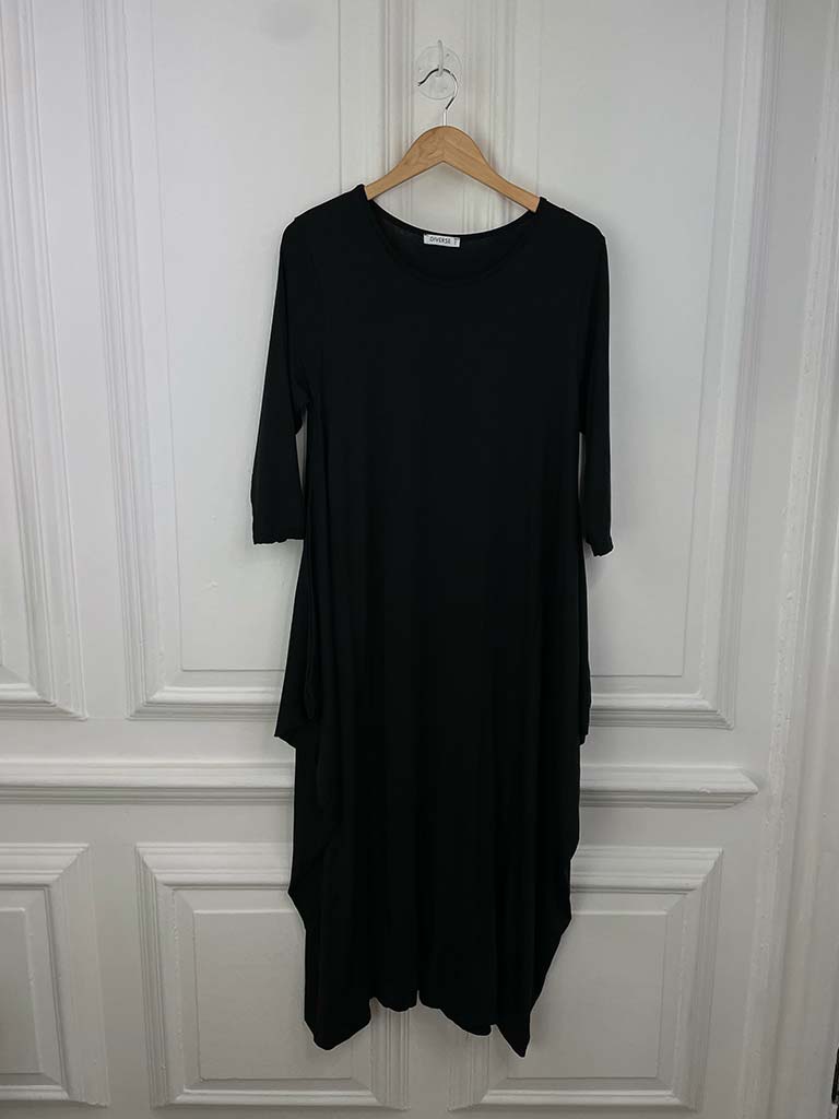 Basic 3/4 Sleeve Layering Dress - Black