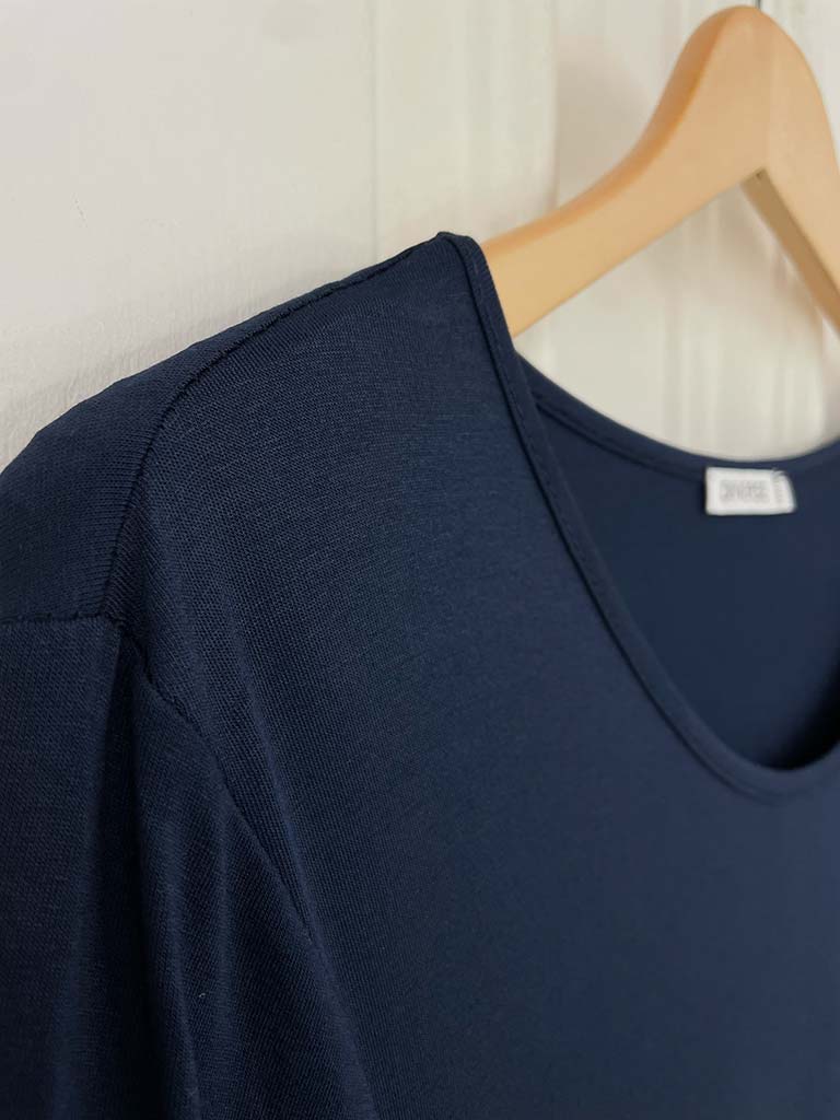 Basic 3/4 Sleeve Layering Dress - Navy