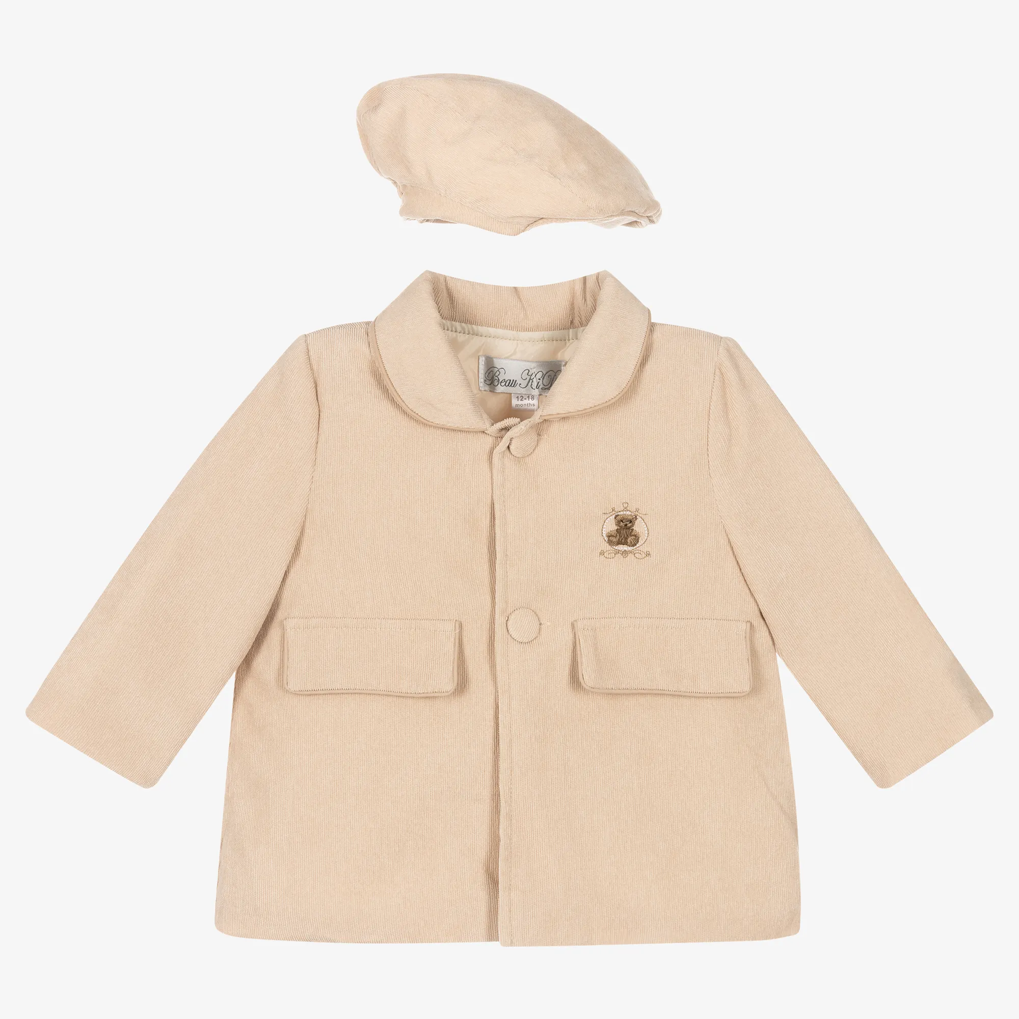 Beige Corduroy Coat & Hat Set