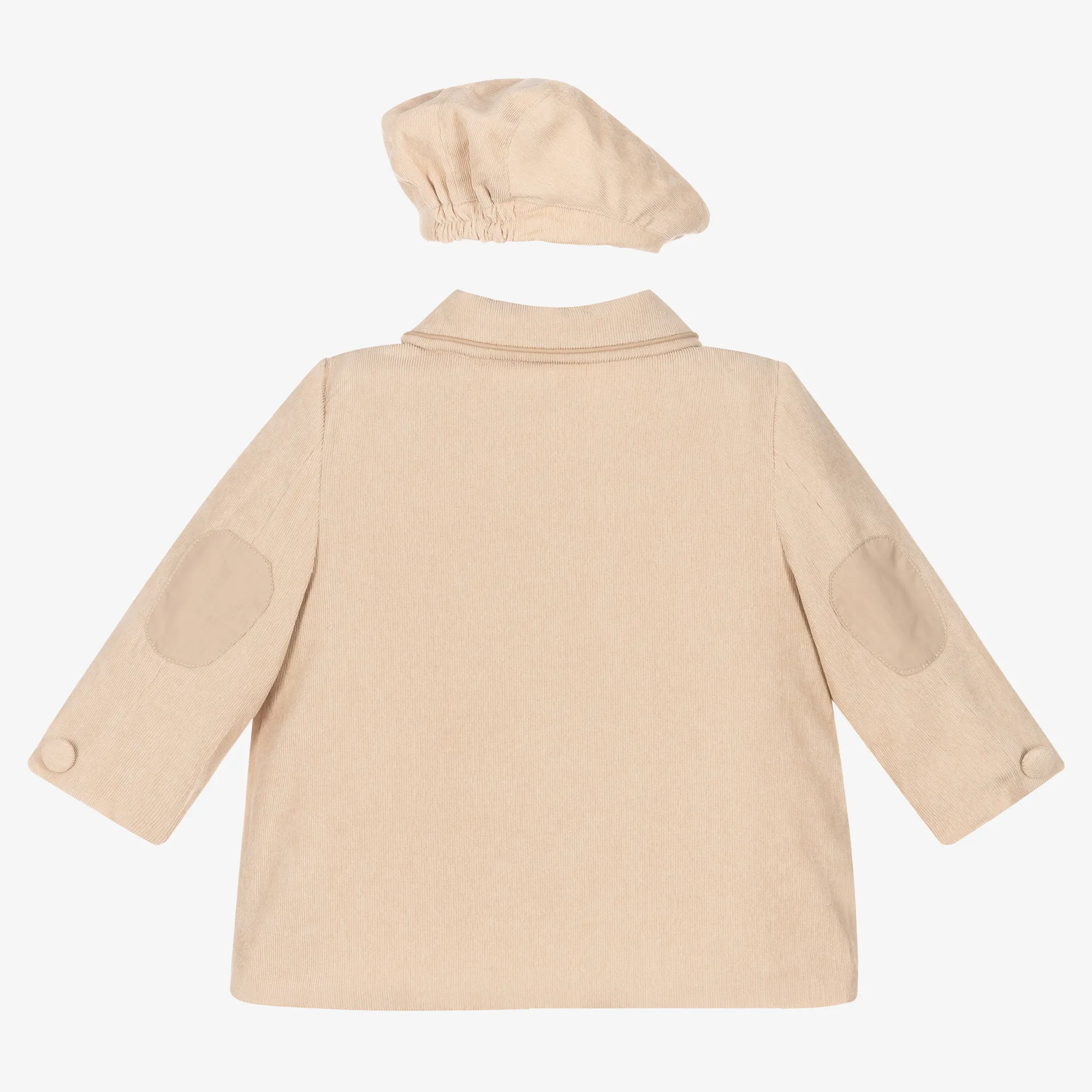 Beige Corduroy Coat & Hat Set