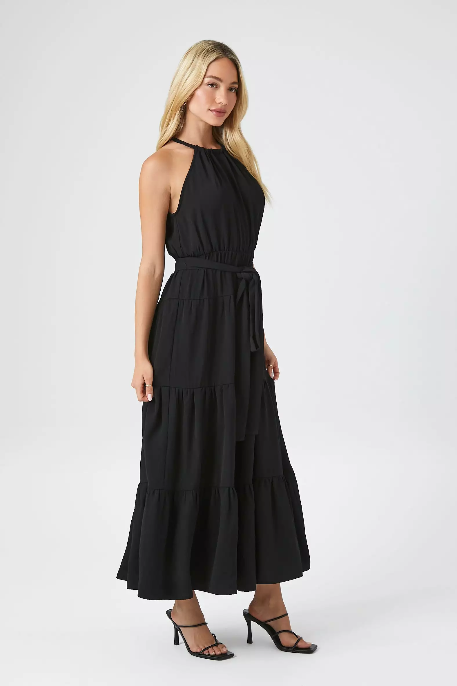 Belted Halter Maxi Dress