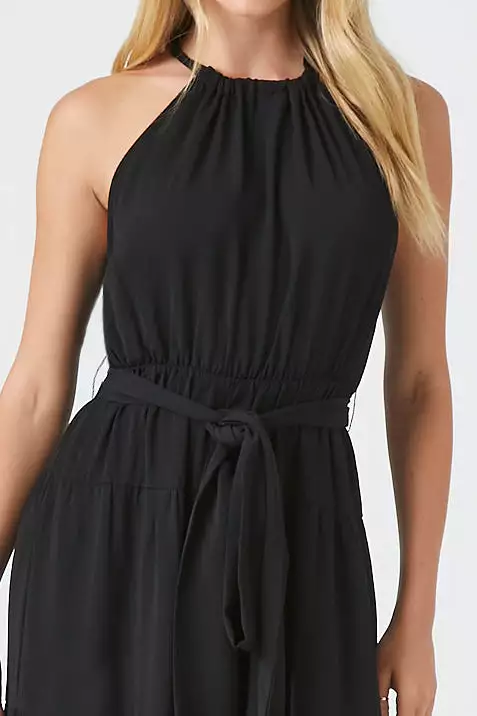 Belted Halter Maxi Dress