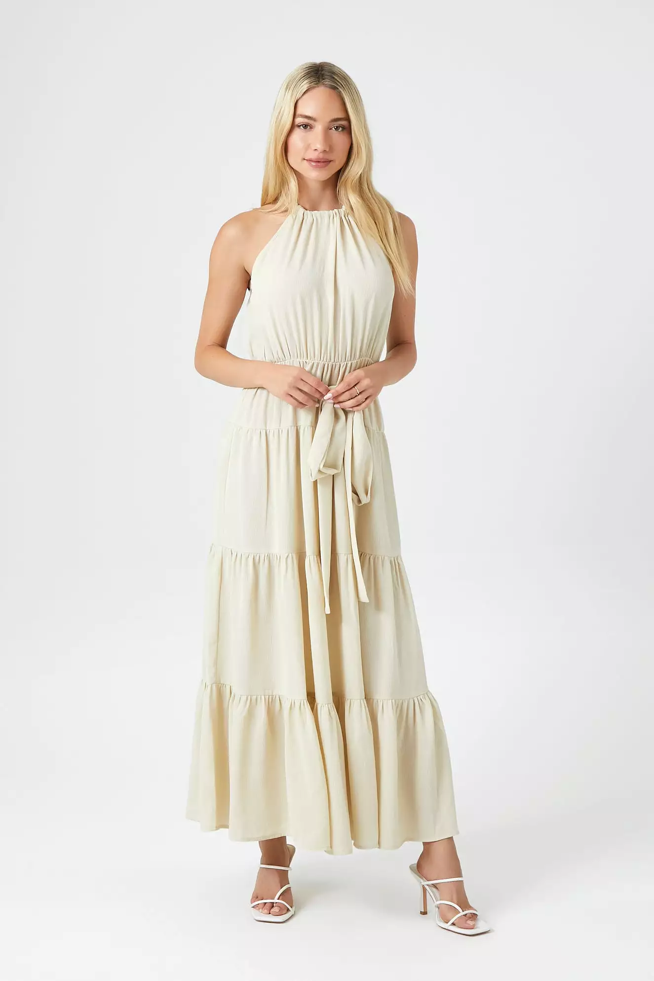 Belted Halter Maxi Dress