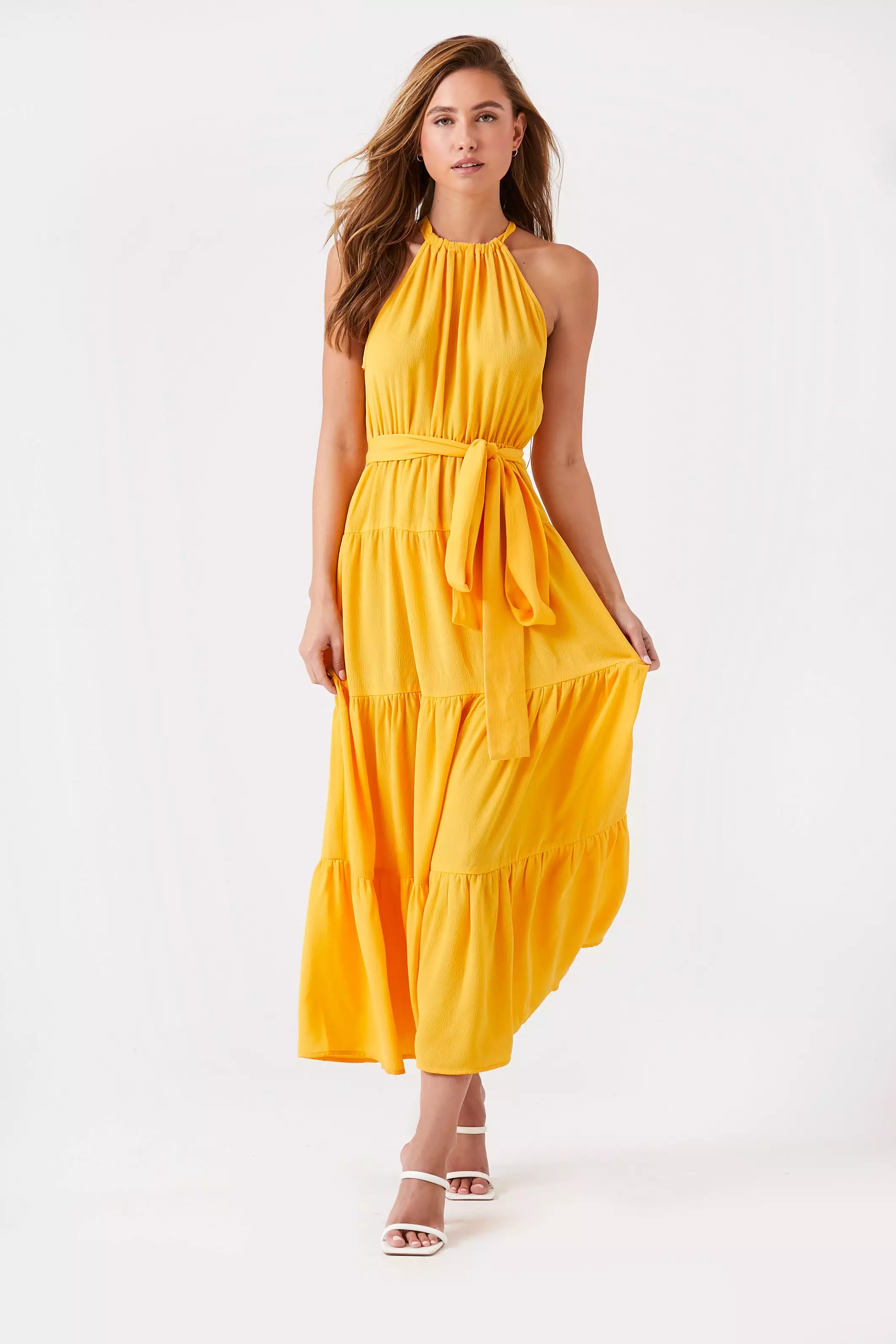 Belted Halter Maxi Dress