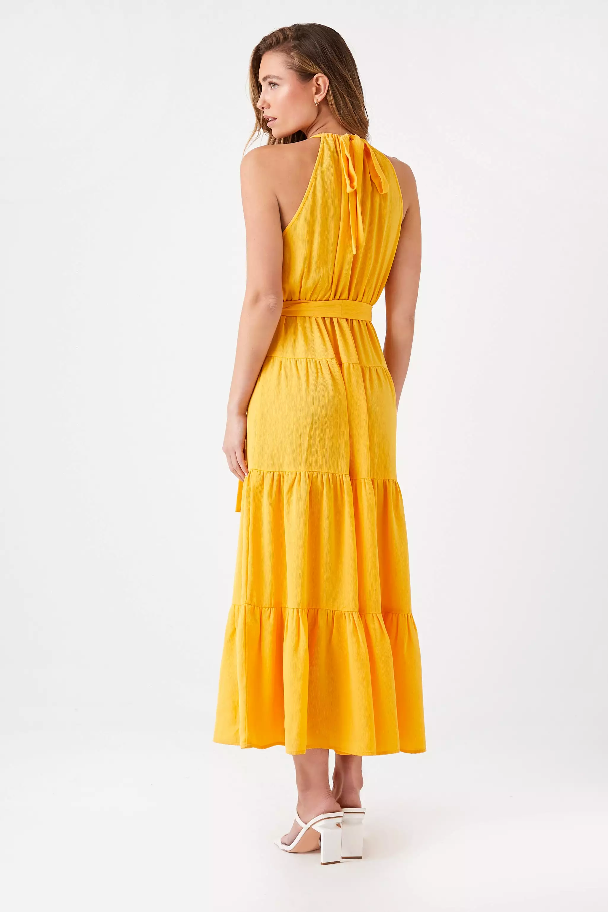 Belted Halter Maxi Dress