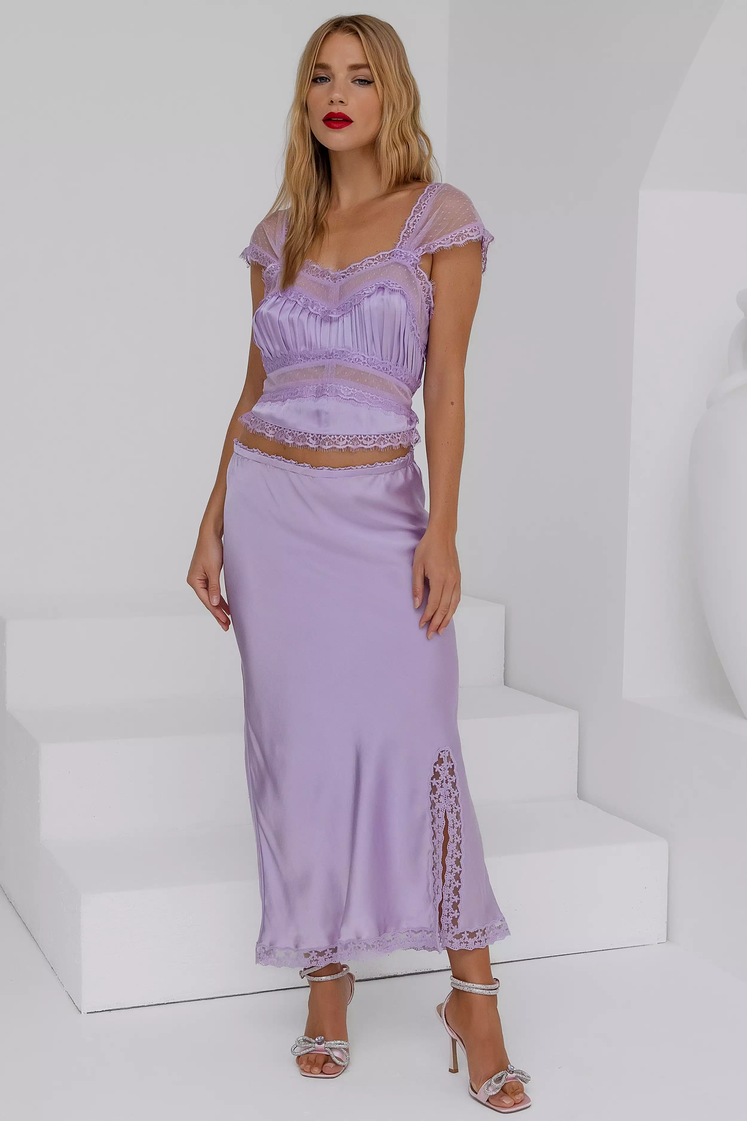 Bias Maxi Skirt - Pastel Lilac