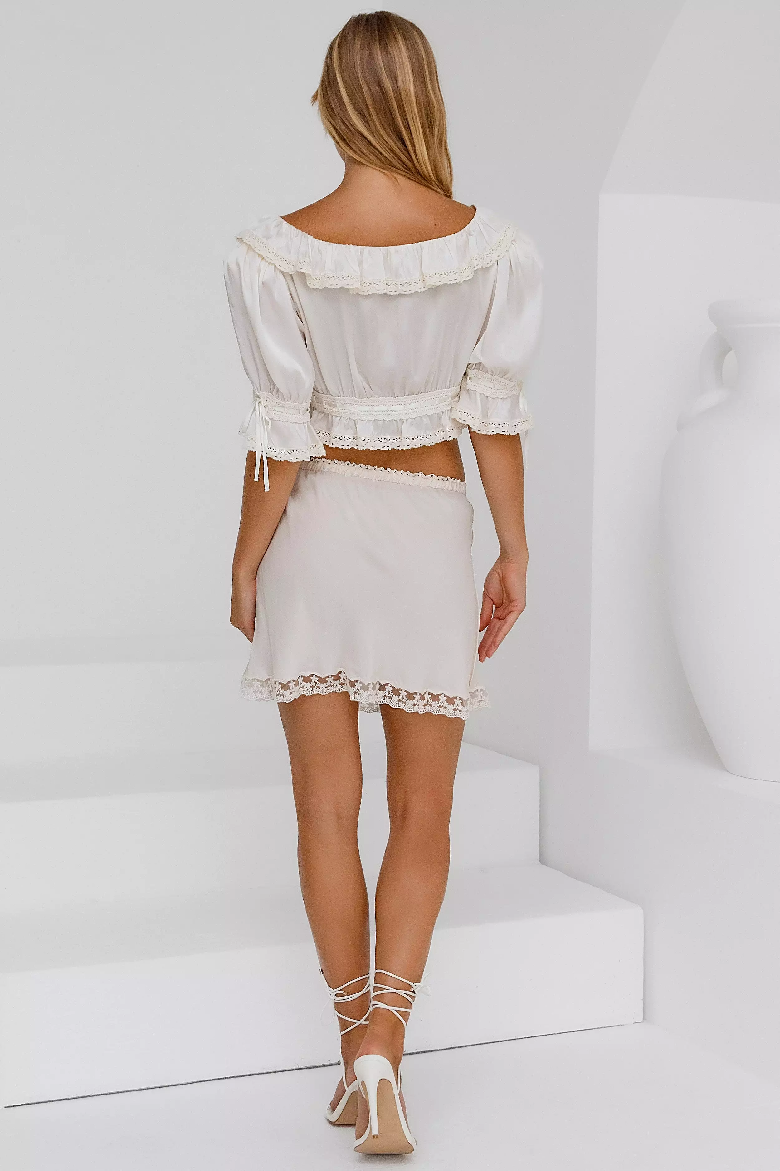 Bias Slip Mini Skirt - Ivory