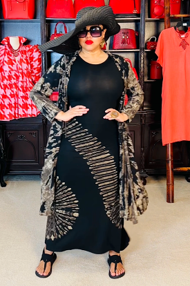 Black Beige Tie Dye Maxi Dress