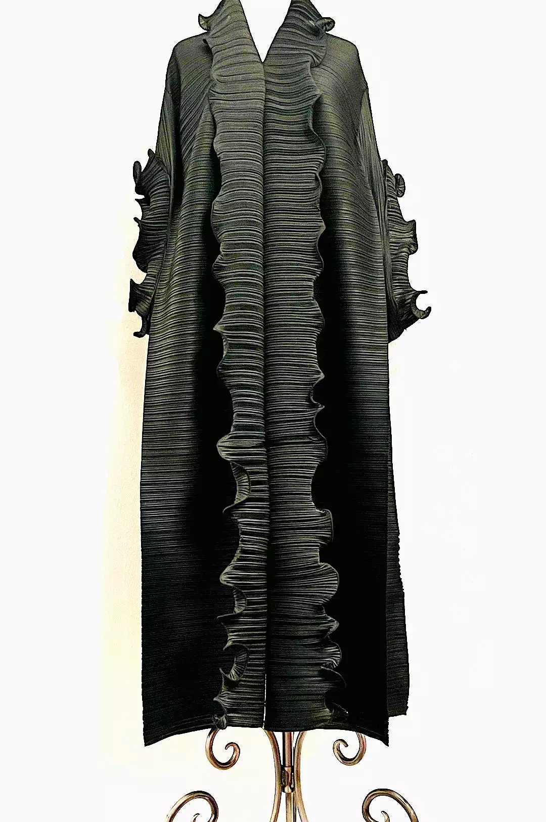 Black Front Ruffle Long Dress