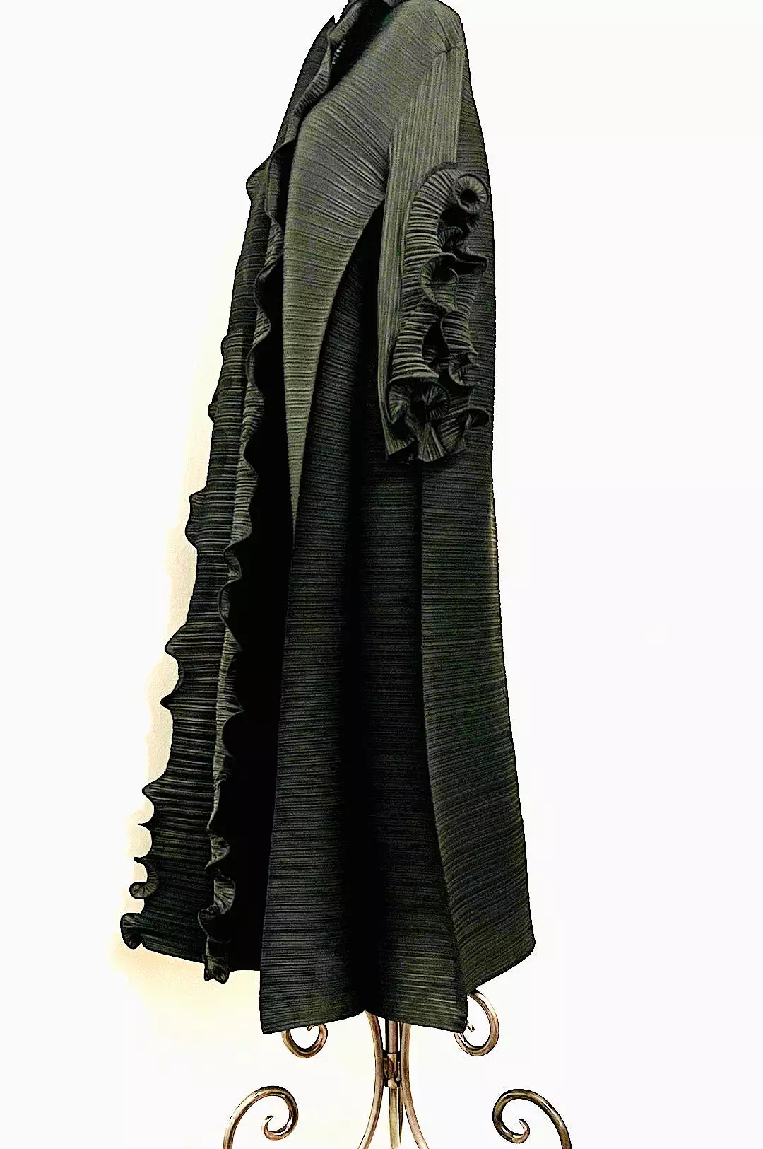 Black Front Ruffle Long Dress