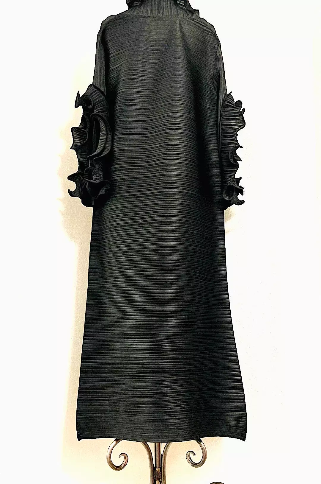 Black Front Ruffle Long Dress