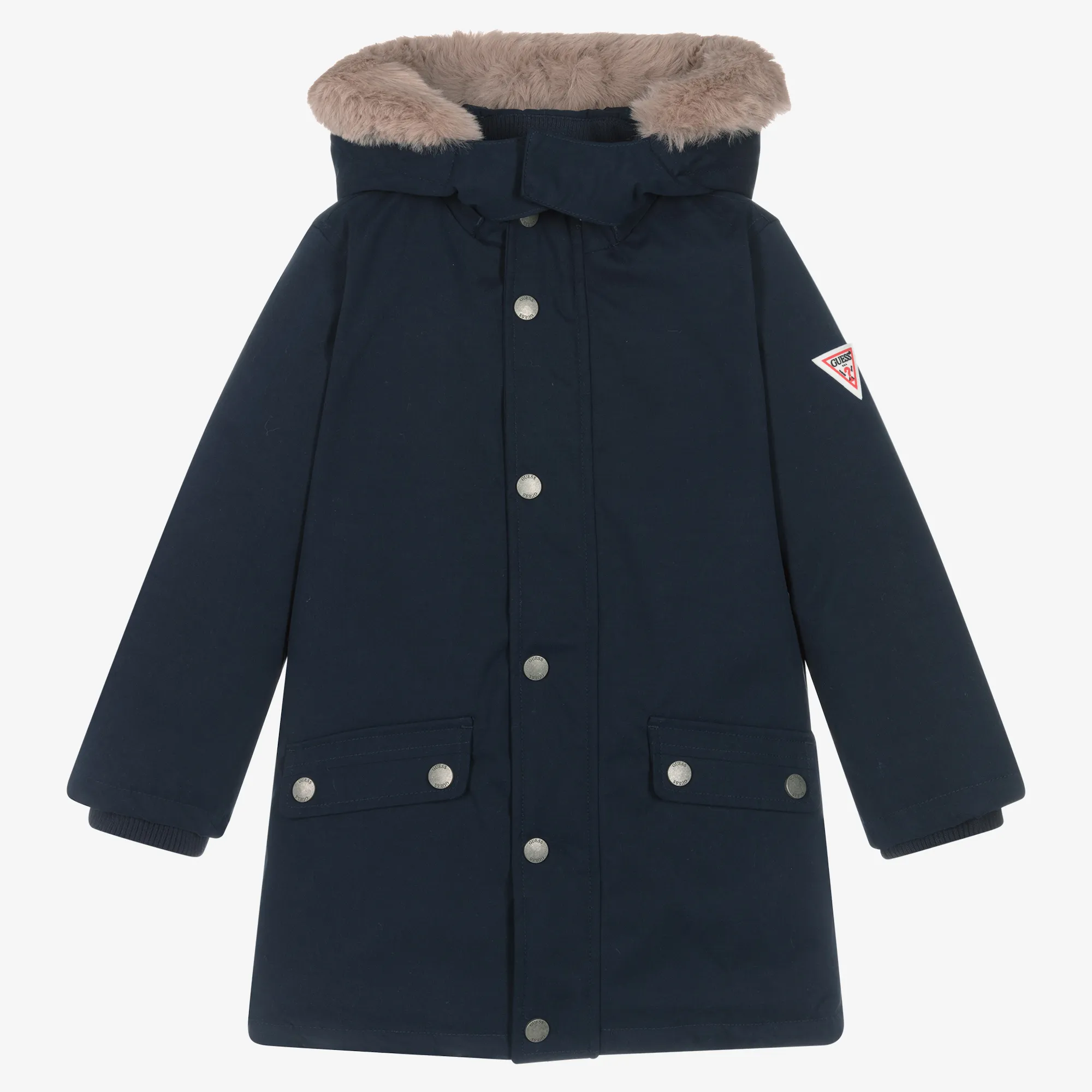 Boys Navy Blue Down-Filled Parka Coat