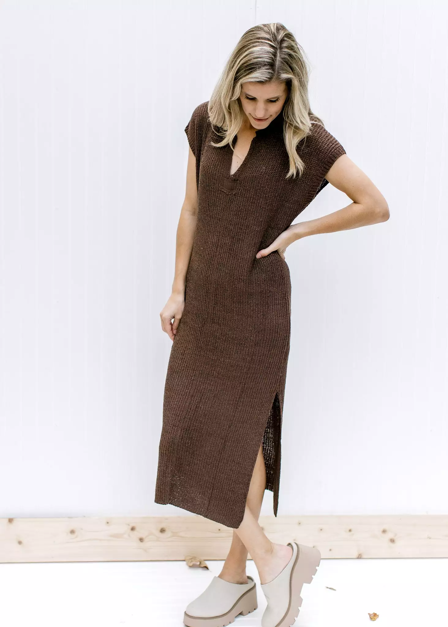 Brown Layer Me Sweater Dress