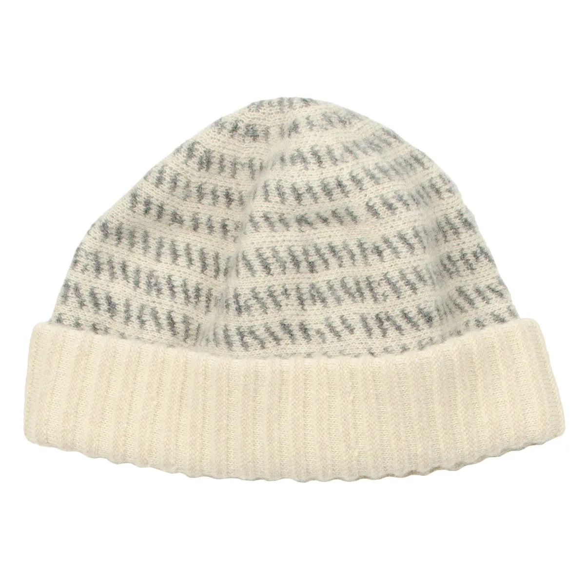 cableami - Baby Alpaca Beanie - Ivory / Gray