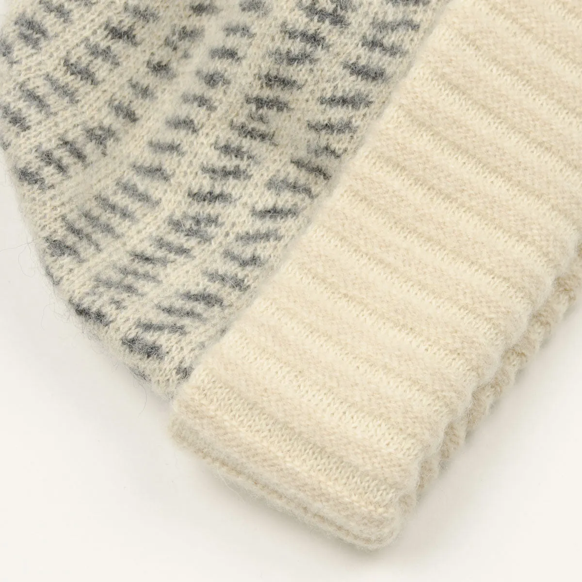 cableami - Baby Alpaca Beanie - Ivory / Gray