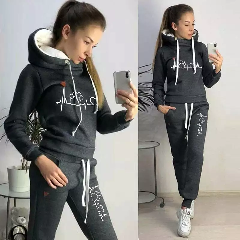 Casual 2 Piece Set Women Tracksuit Autumn Spring Hoodies