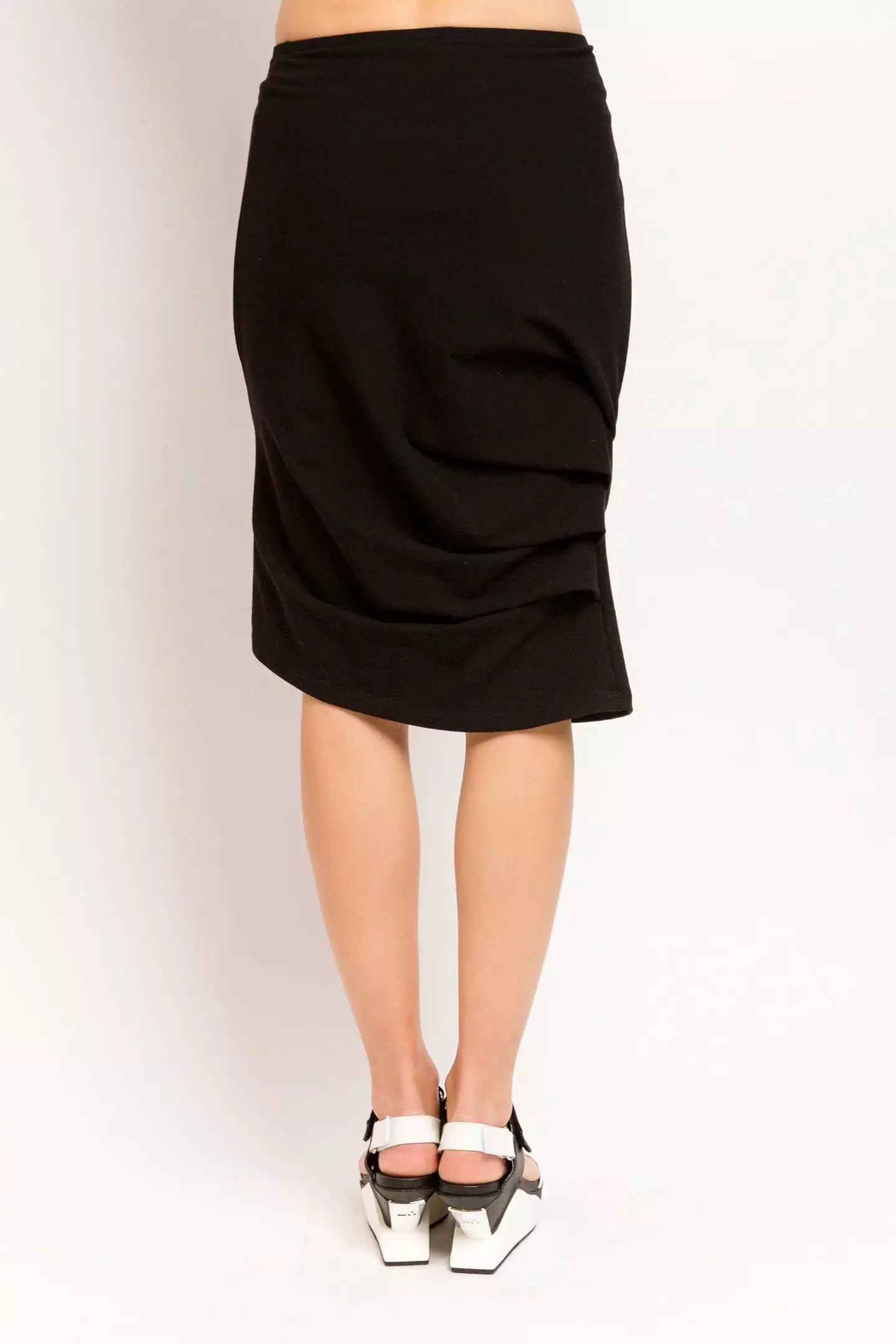 Caterpillar Knee Skirt in Black Soy French Terry