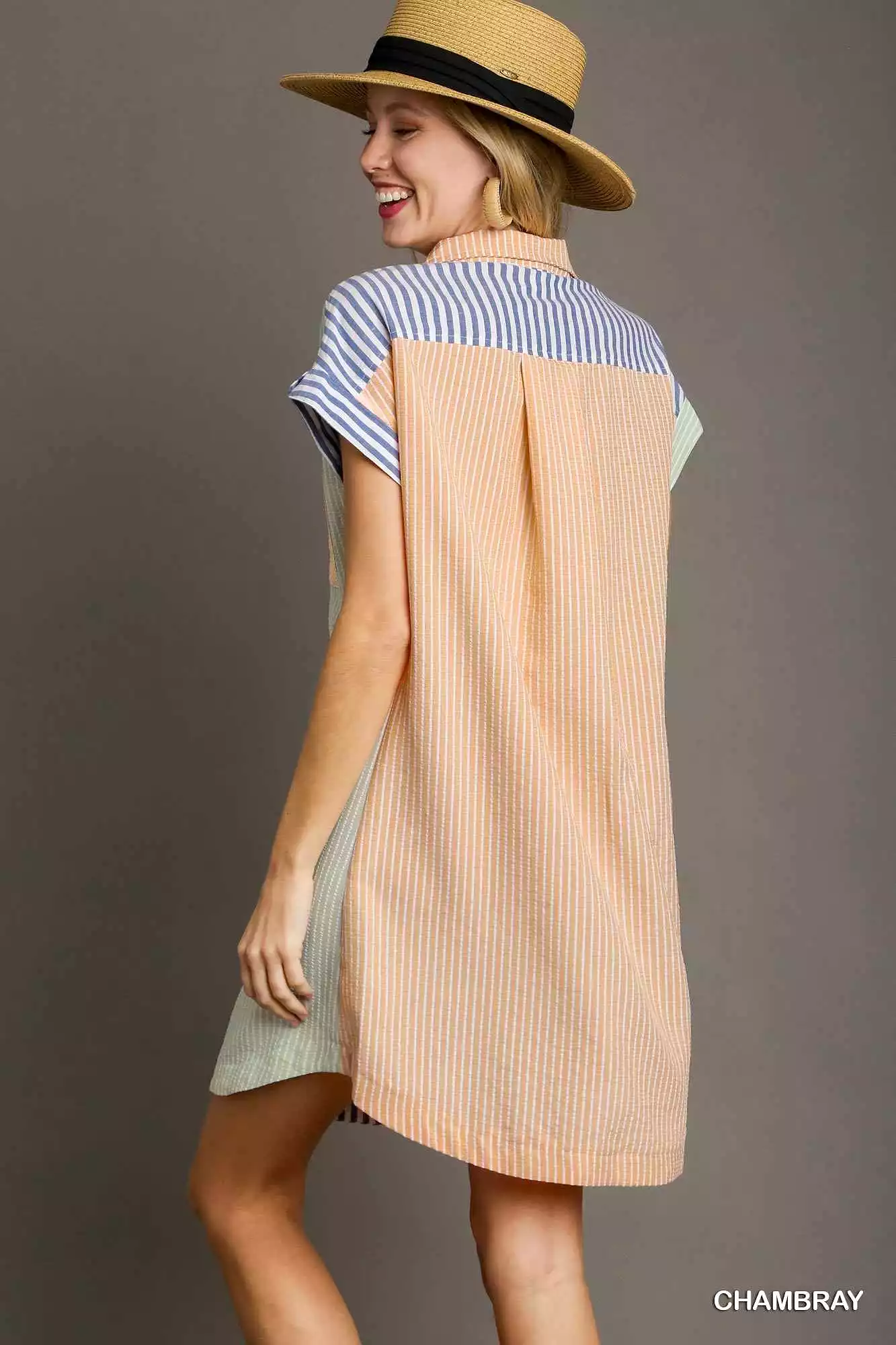 Chambray Mixed Colorblock Dress