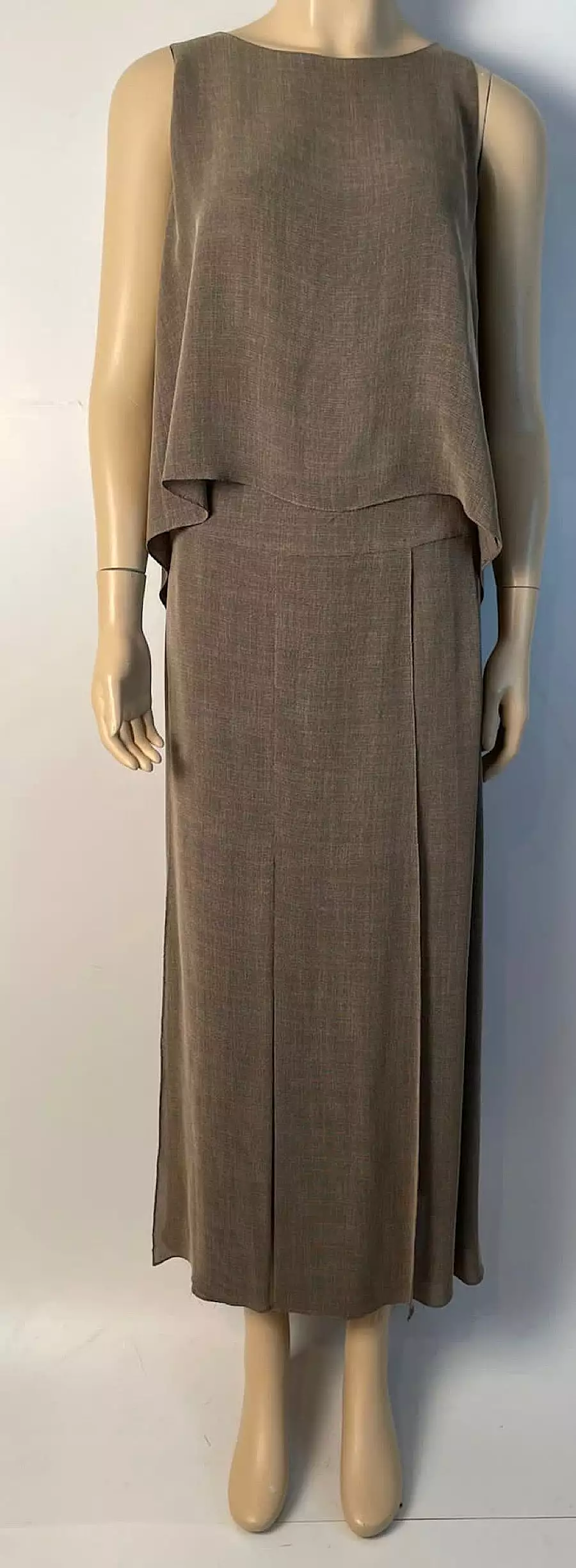 Chanel Vintage 99P 1999 Spring brown blouse long maxi skirt dress outfit set FR 38