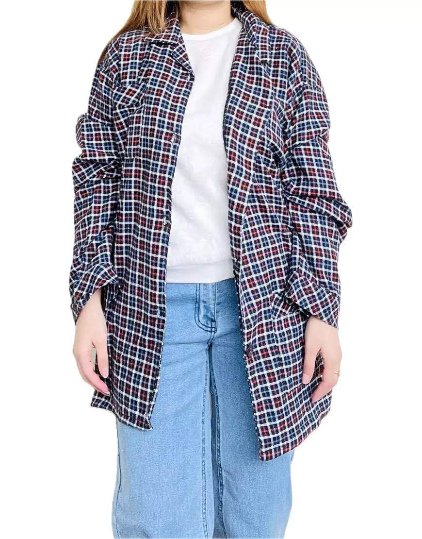 Checked Oversized Shirt in Black