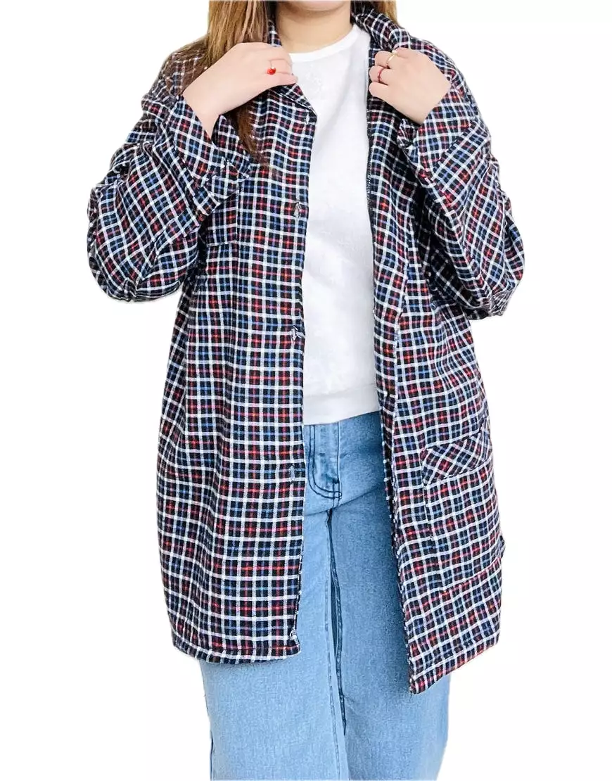 Checked Oversized Shirt in Black