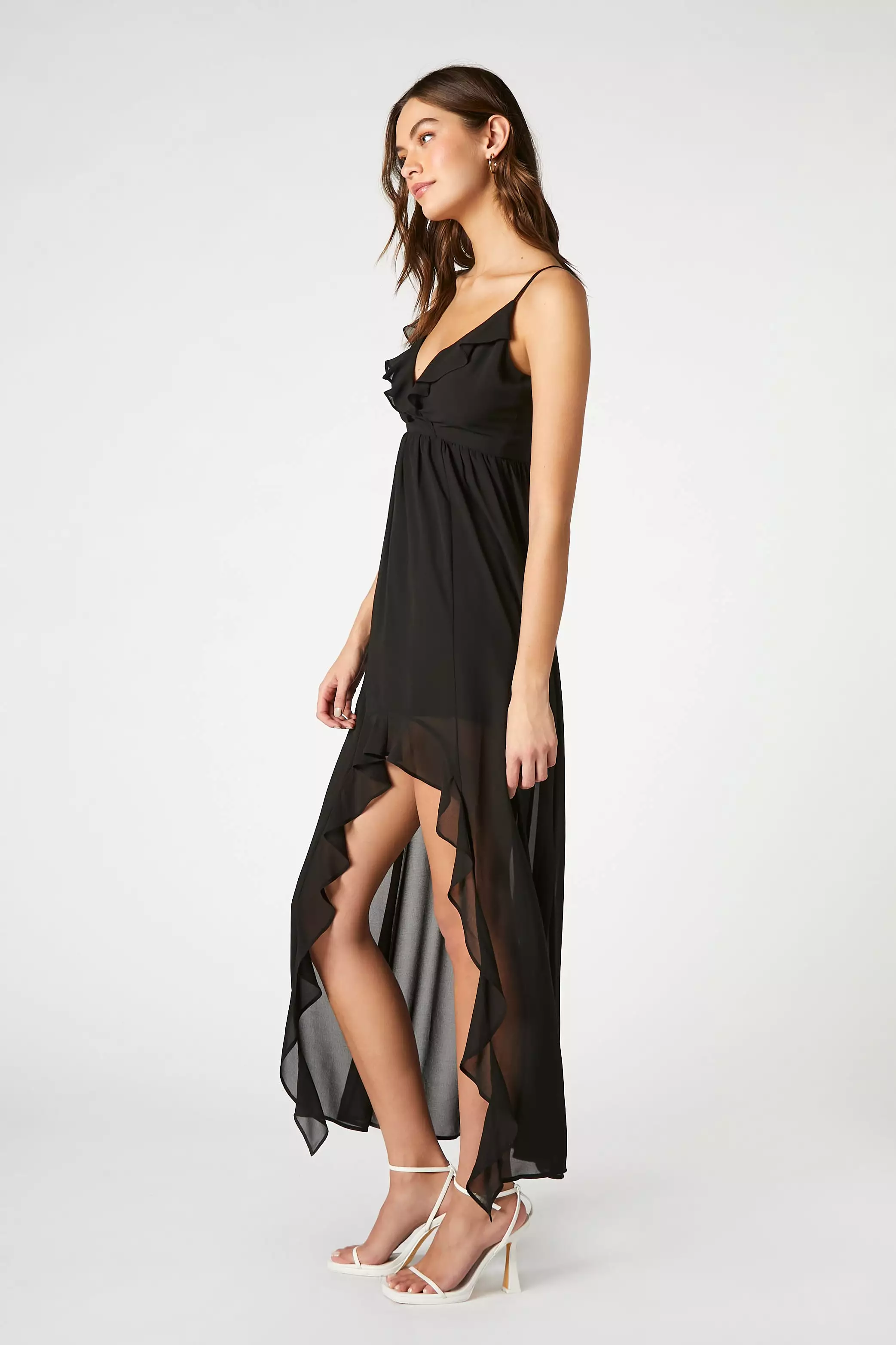 Chiffon Ruffle High-Low Dress