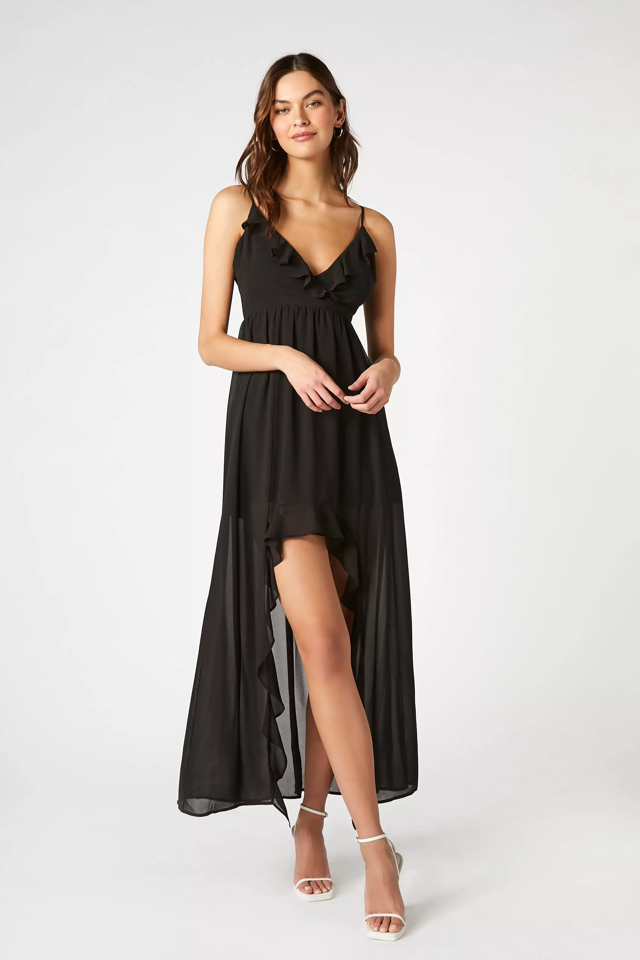 Chiffon Ruffle High-Low Dress