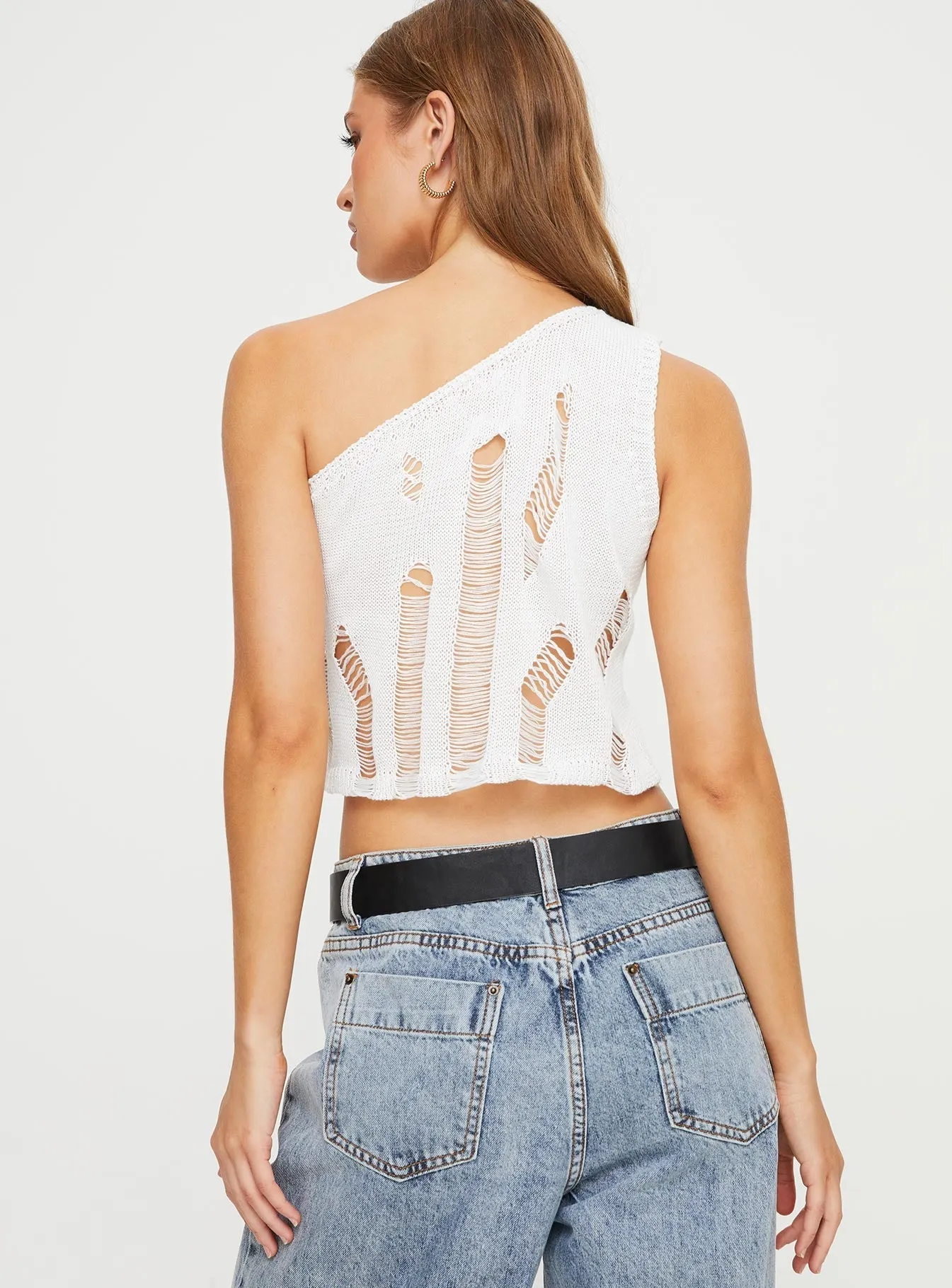 Cline One Shoulder Top White