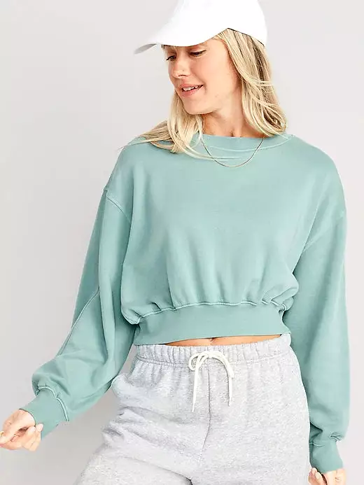 Cropped Fleece Sweatshirt