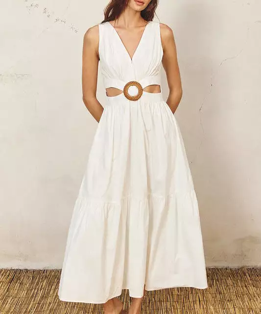 Cut-Out Midi Dress - Ivory