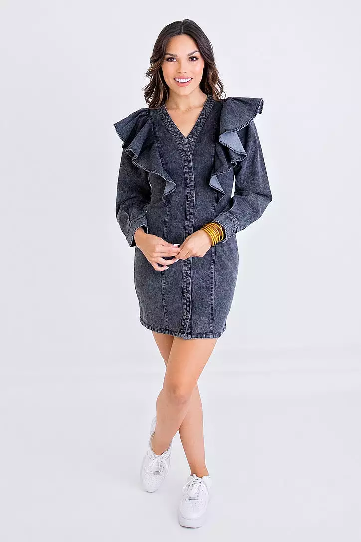 Denim Ruffle Dress