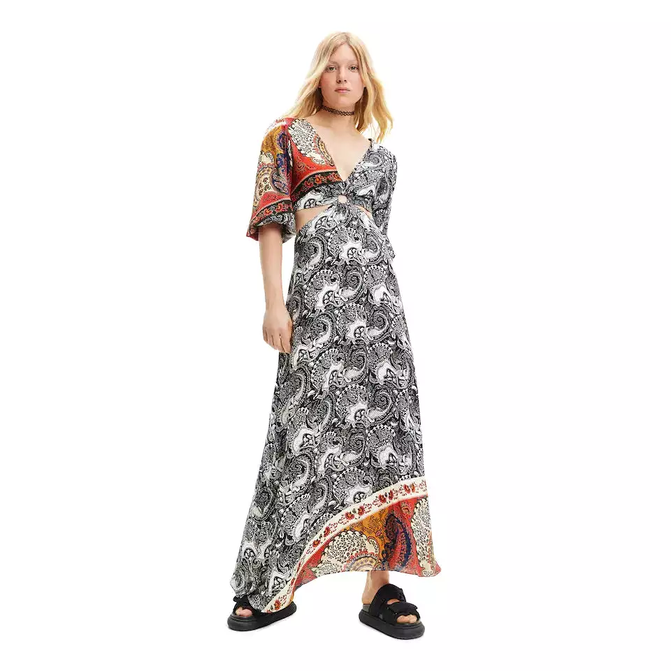 Desigual Long Paisley Cut-Out Dress