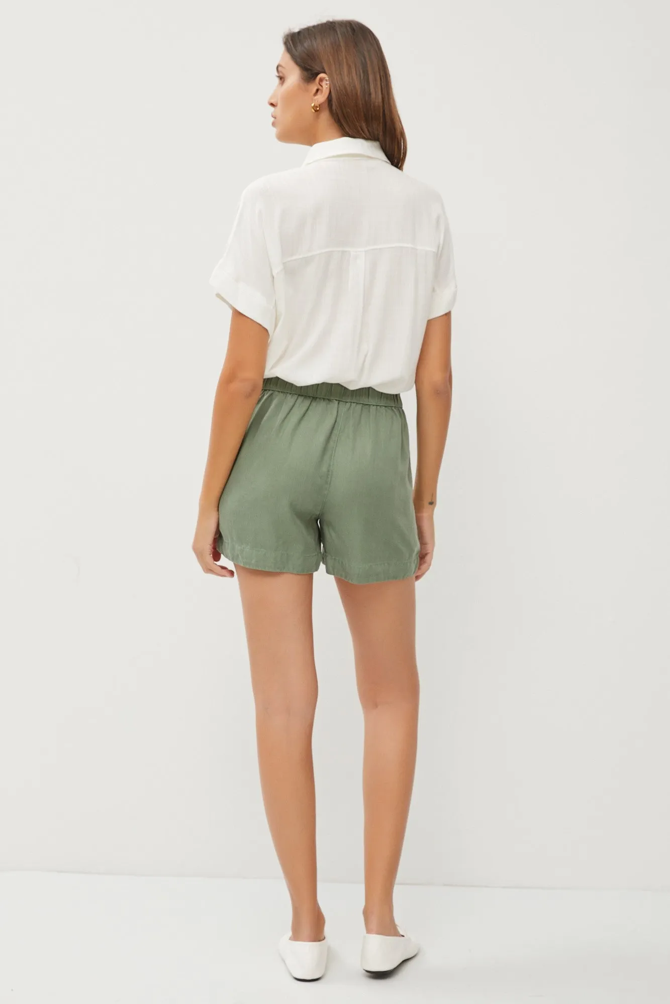 DRAWSTRING TENCEL SHORTS