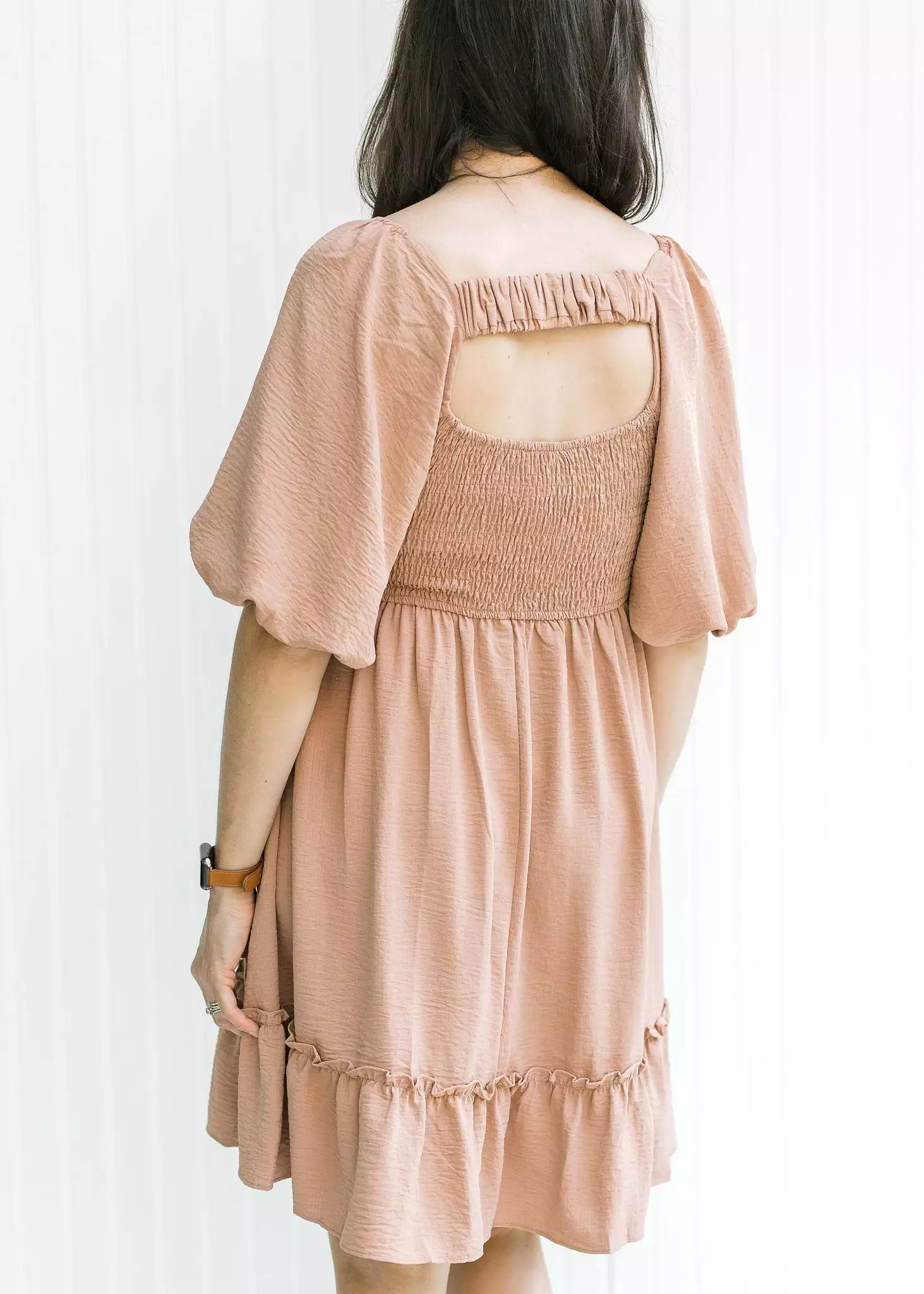 Dusty Ruched Button Dress