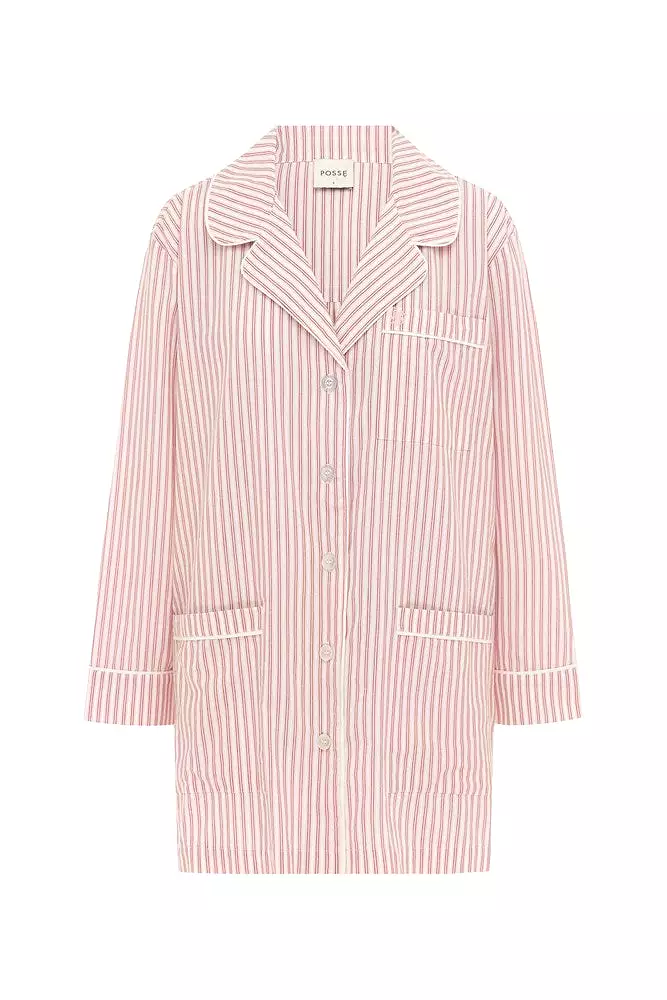 EDIE SHIRT DRESS - STRAWBERRY STRIPE