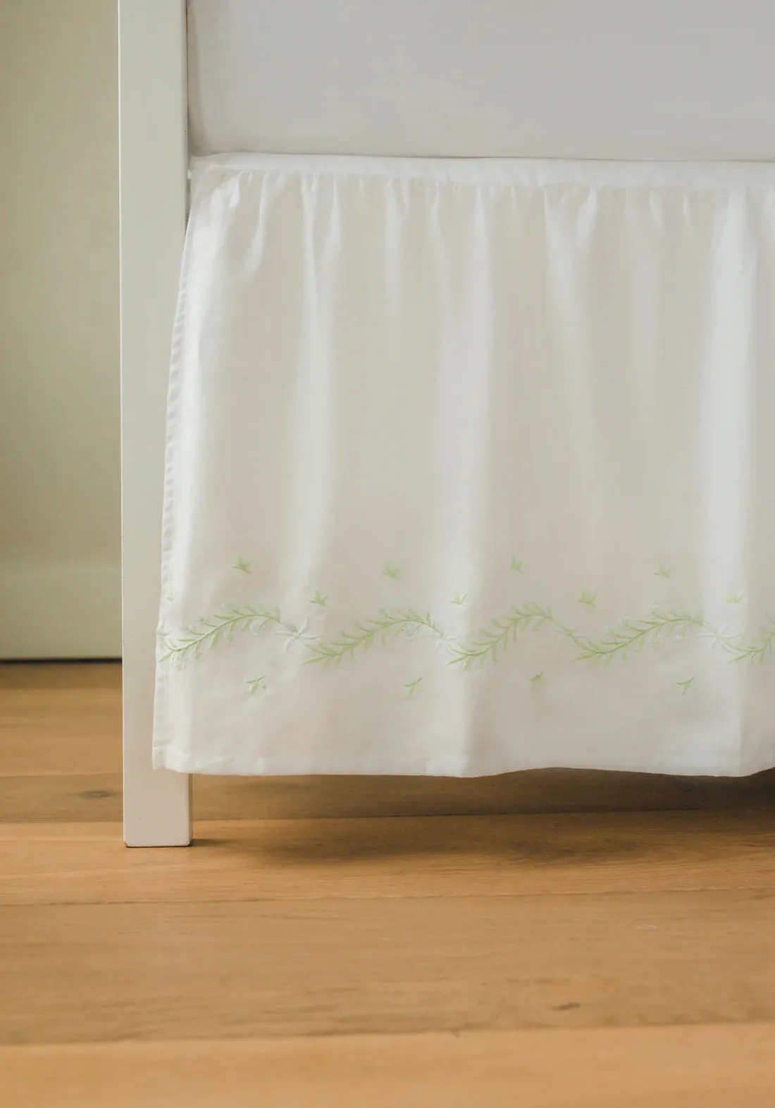 Embroidered Crib Skirt- Meadow