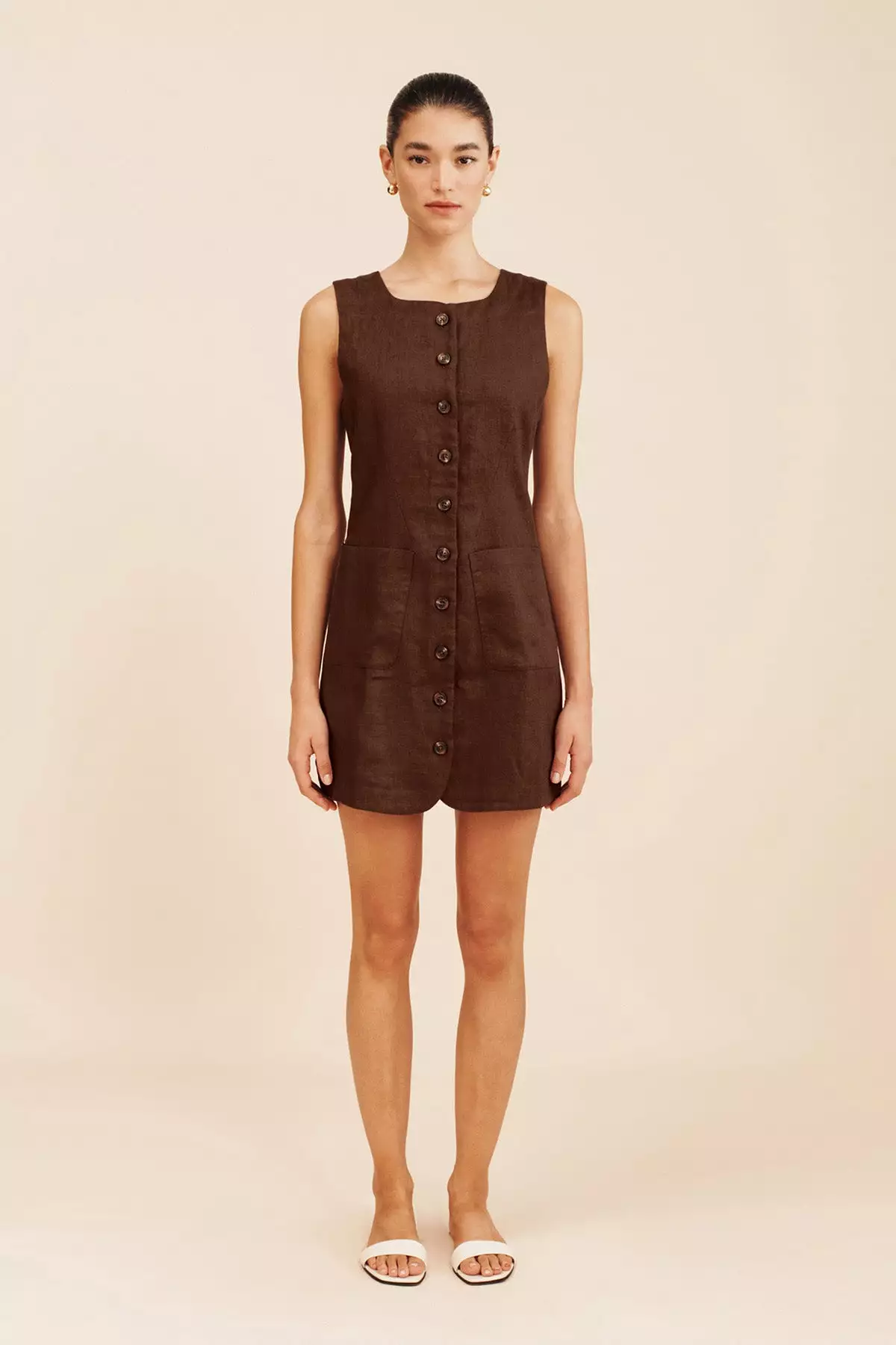 EMMA BUTTON DOWN MINI - CHOCOLATE