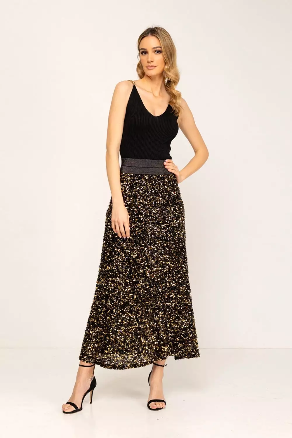 FABULOSA MIDI SKIRT BLACK & GOLD